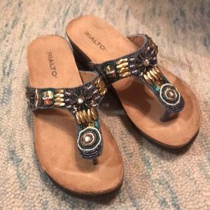 Like new Rialto beaded wedge sandals